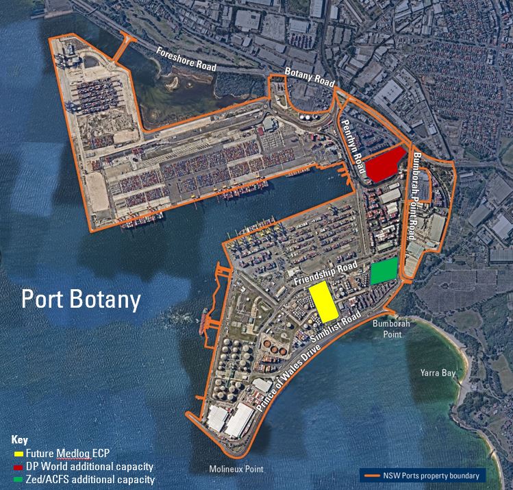 Aerial View of Empty Container Storage Capacity Increases at Port Botany